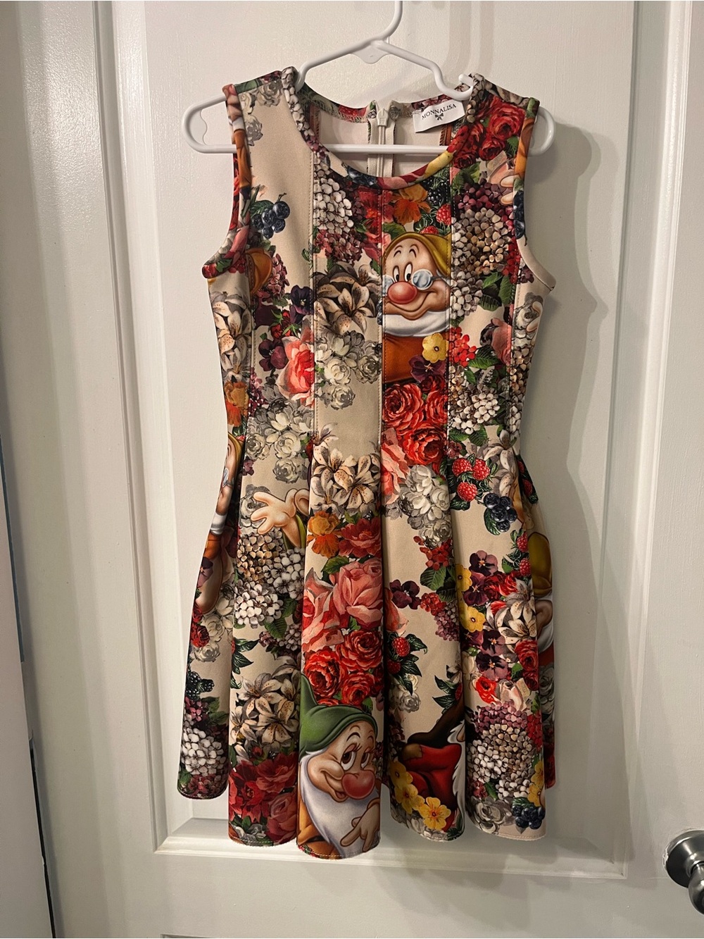 Little Girls Size 6 Monnalisa Floral & Disney CharacterDress - Beige